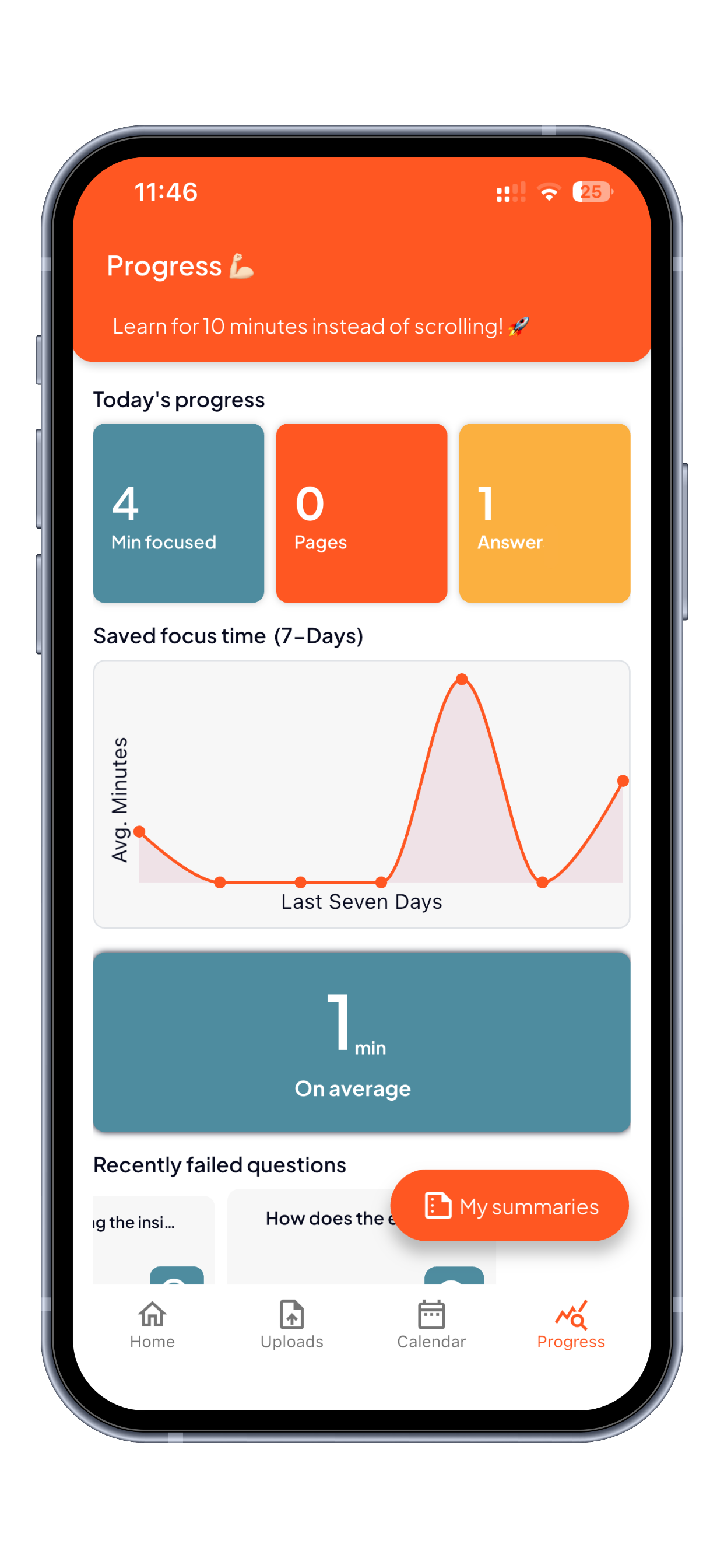 Tracking progress and focus time in WalnutFlow