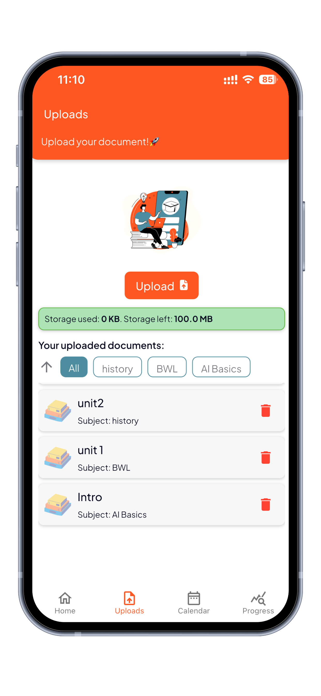 Uploading a document into WalnutFlow